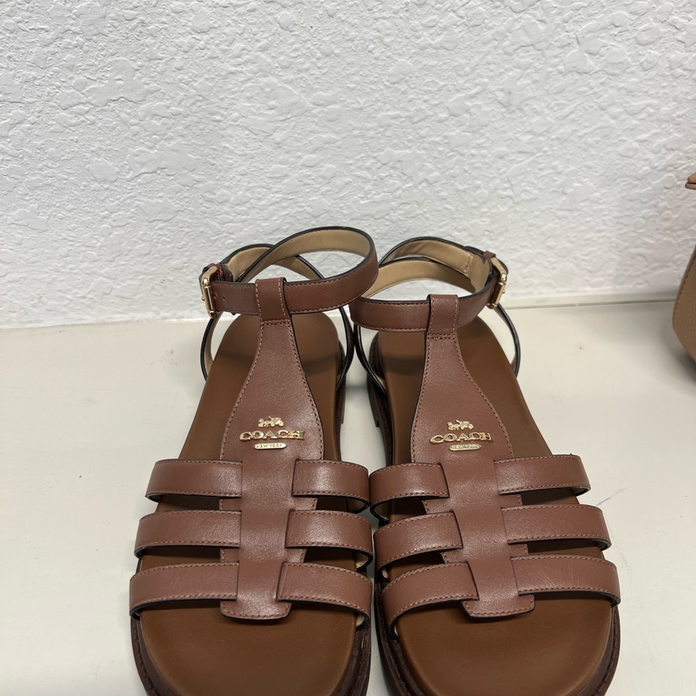 Coach Brown Leather Minimalist Sandals